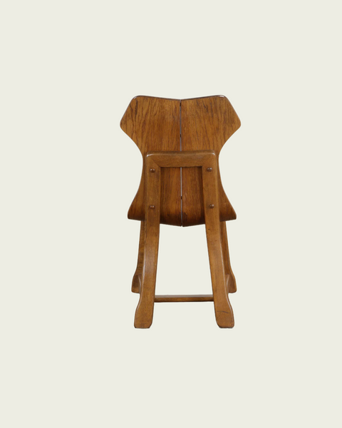 1960s Belgian Dark Wood Brutalist Chairs, Set of Four