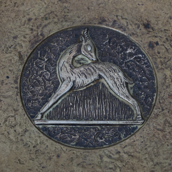Solid Cast Bronze Footed Dish with Swedish Grace Deer Relief by Evan Jensen for Københaven