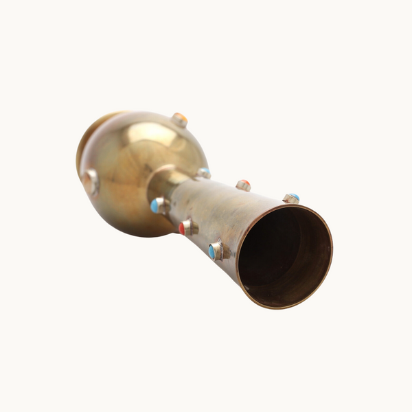 Swedish Brass Bud Vase with Natural Stones