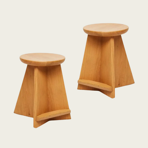 Modernist Solid Oak Counter Stool