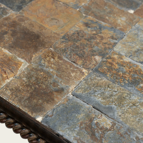1970s French Ferronnerie & Slate Slate Mosaic Coffee Table