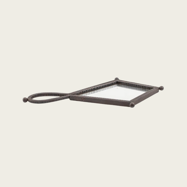 French Art Deco Wrought Iron Hand Mirror