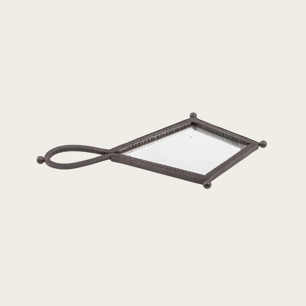 French Art Deco Wrought Iron Hand Mirror