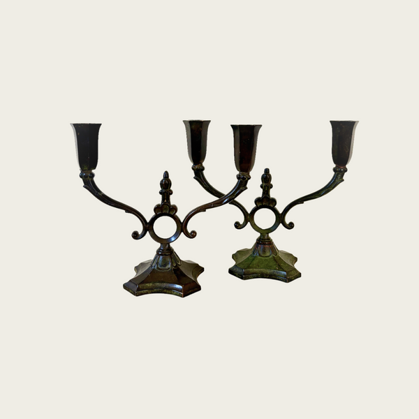 Pair of 1930s Bronze Candlesticks by Ystad Brons