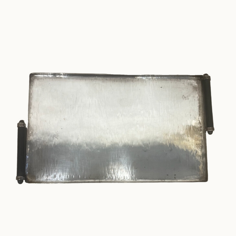 1930's Patinated Nickel Silver Art Deco Tray with Bakelite Handles