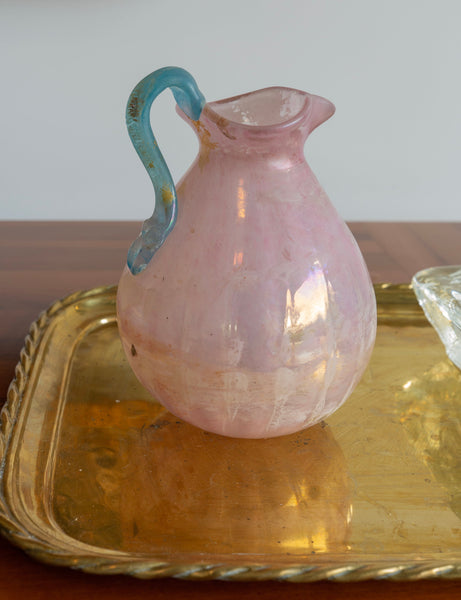 1950's Murano Scavo Glass Pitcher Vessel with Handle