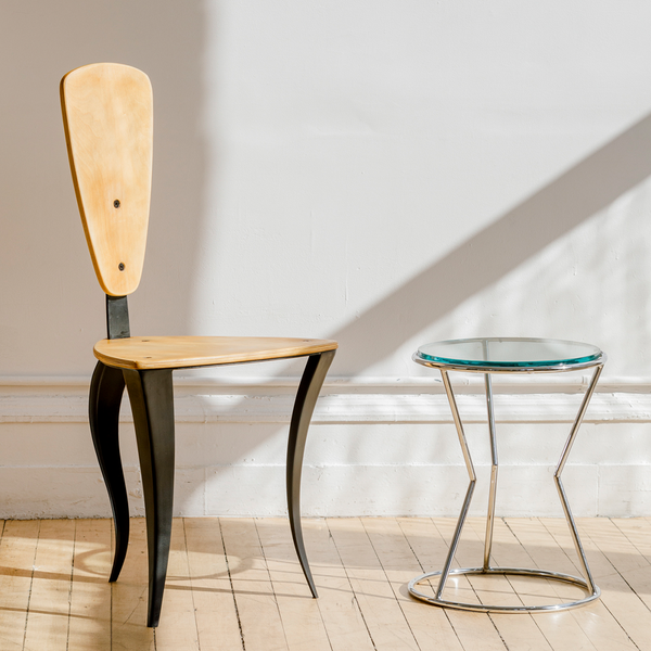 Post Modern Chrome and Glass Side Table