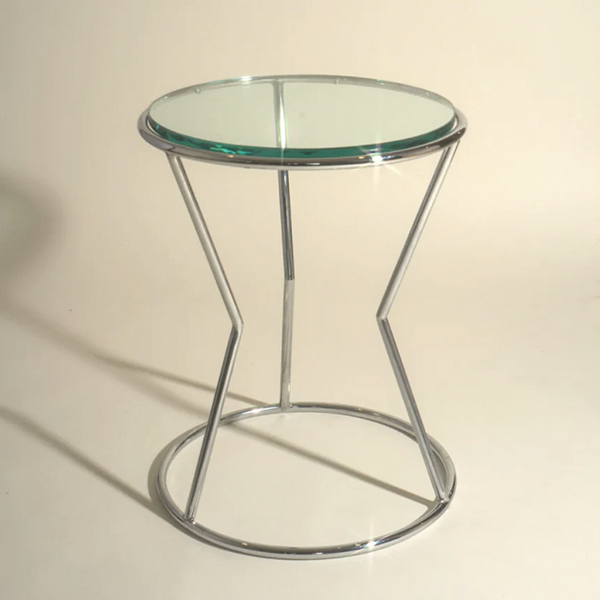 Post Modern Chrome and Glass Side Table