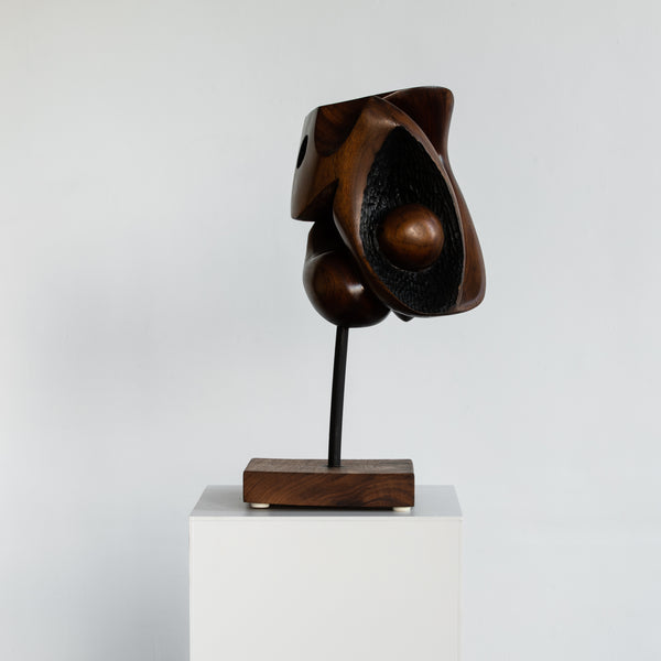 Abstract Teakwood Sculpture mounted on Rosewood Base