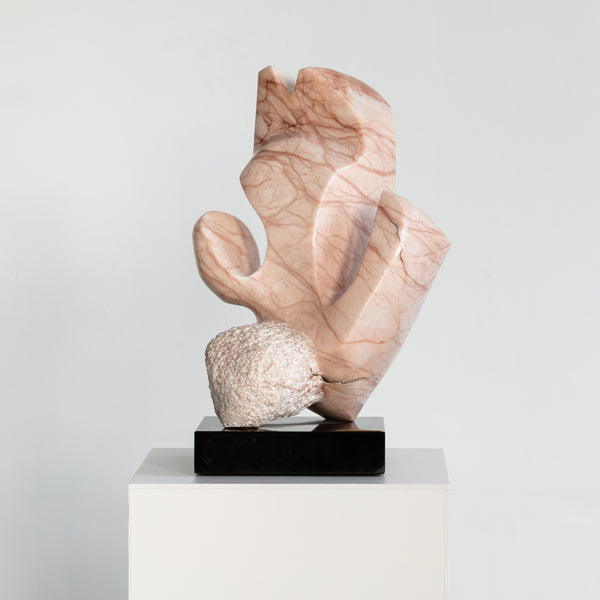 "The Diver" Abstract Sculpture in Pink Marble